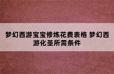 梦幻西游宝宝修炼花费表格 梦幻西游化圣所需条件